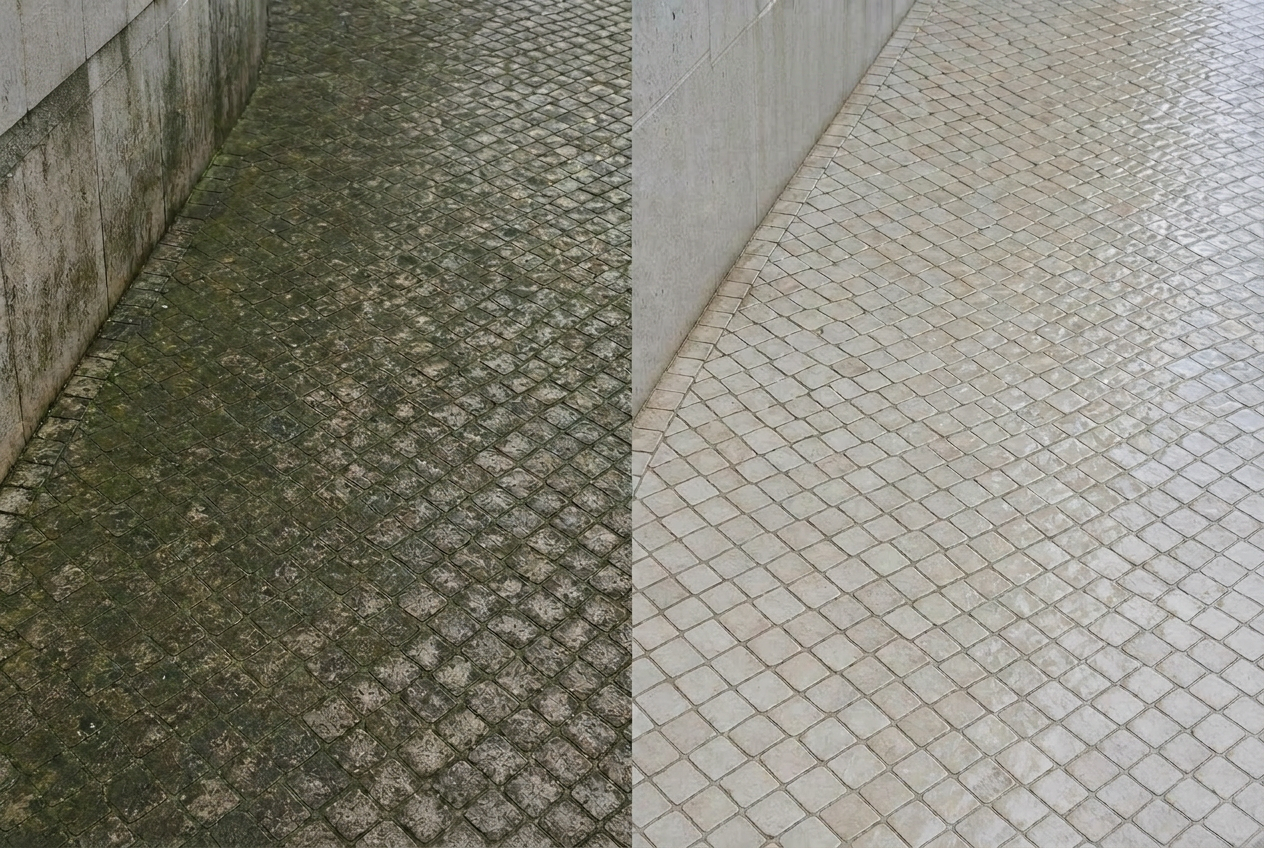 Antes e depois - Calçada e entrada de casa